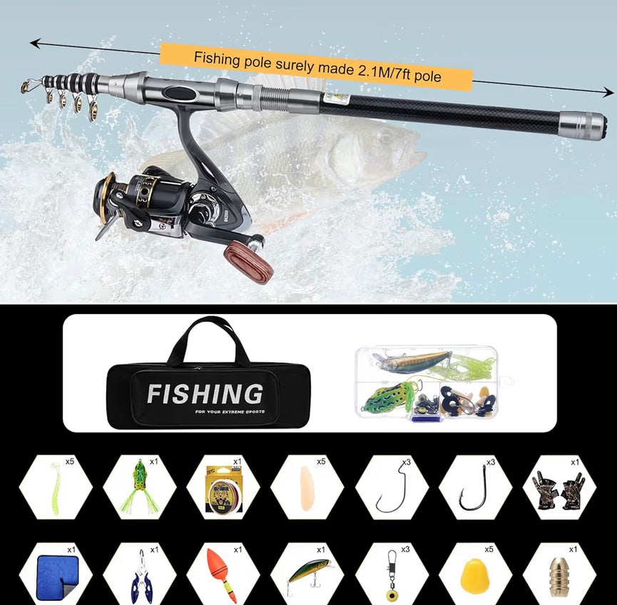 Telescopic Fishing Rod and Reel Combo Set