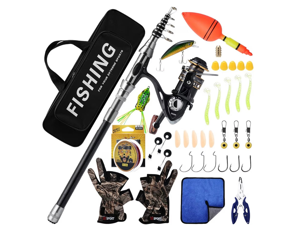 Telescopic Fishing Rod and Reel Combo Set